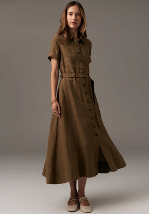 POL Riley Shirt Dress - Khaki Dress - Zabecca Living