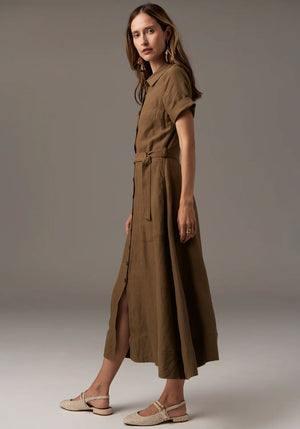 POL Riley Shirt Dress - Khaki Dress - Zabecca Living