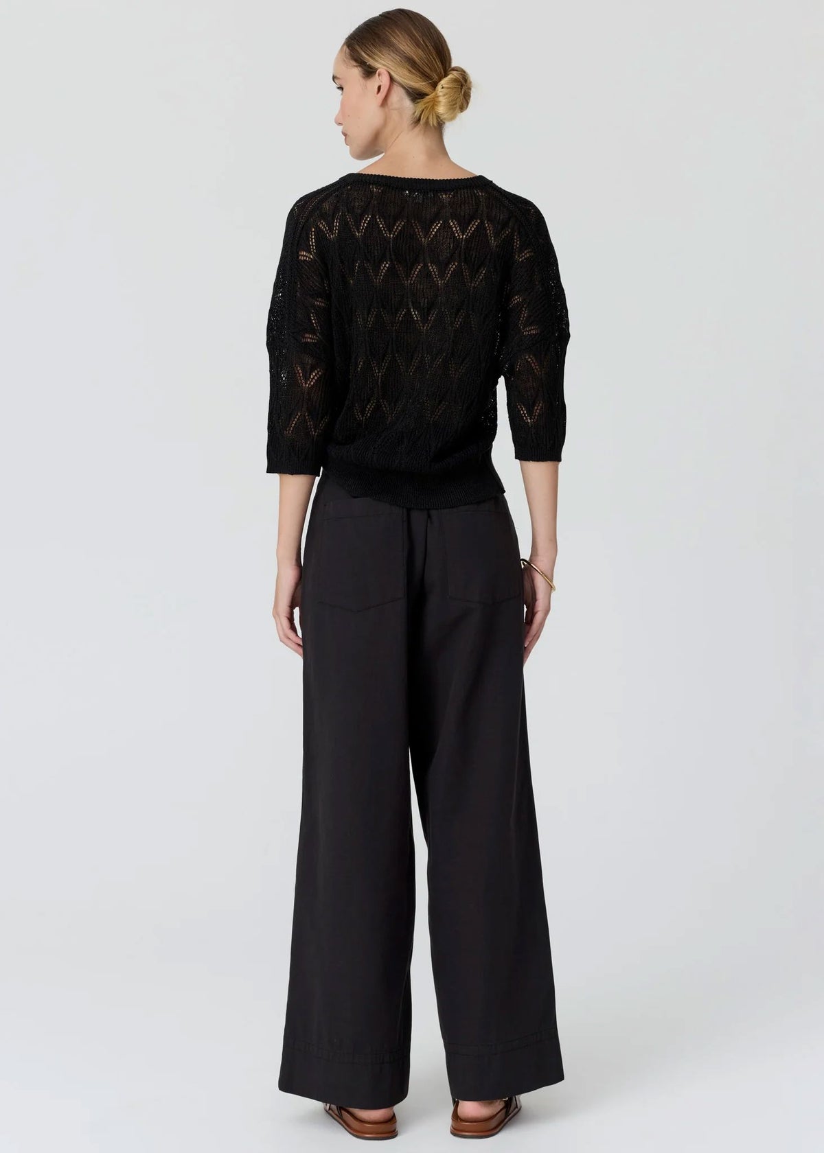 POL Rosin Pointelle Tee - Black Jumpers + Knitwear - Zabecca Living