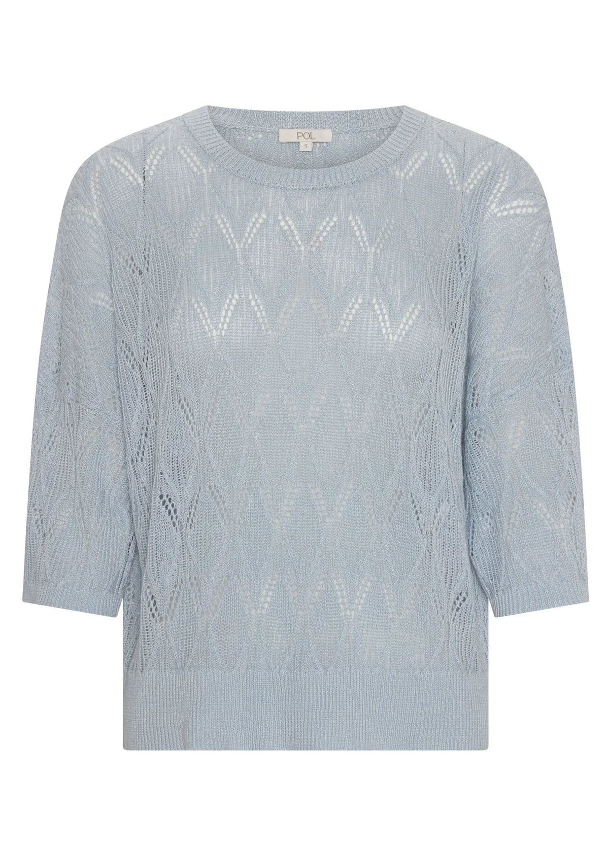 POL Rosin Pointelle Tee - Blue Jumpers + Knitwear - Zabecca Living