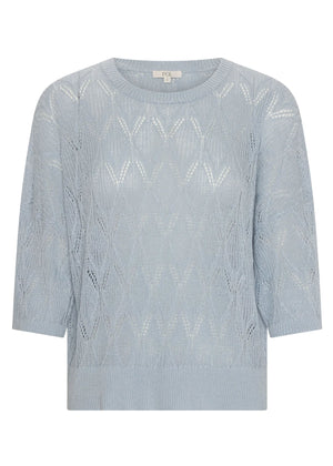POL Rosin Pointelle Tee - Blue Jumpers + Knitwear - Zabecca Living