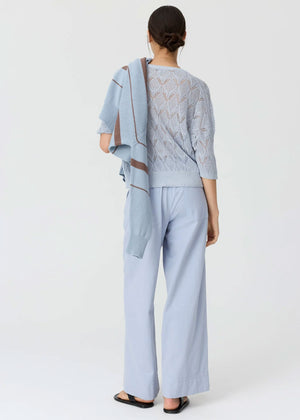 POL Rosin Pointelle Tee - Blue Jumpers + Knitwear - Zabecca Living
