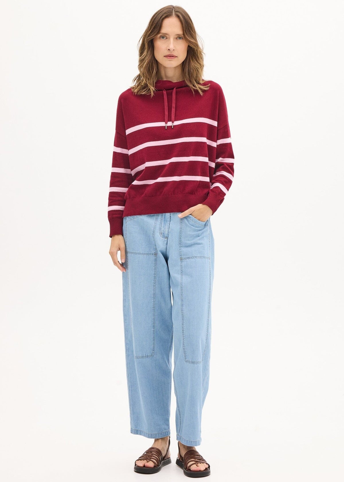 POL Rowan Drawcord Knit - Berry/Pink Jumpers + Knitwear - Zabecca Living