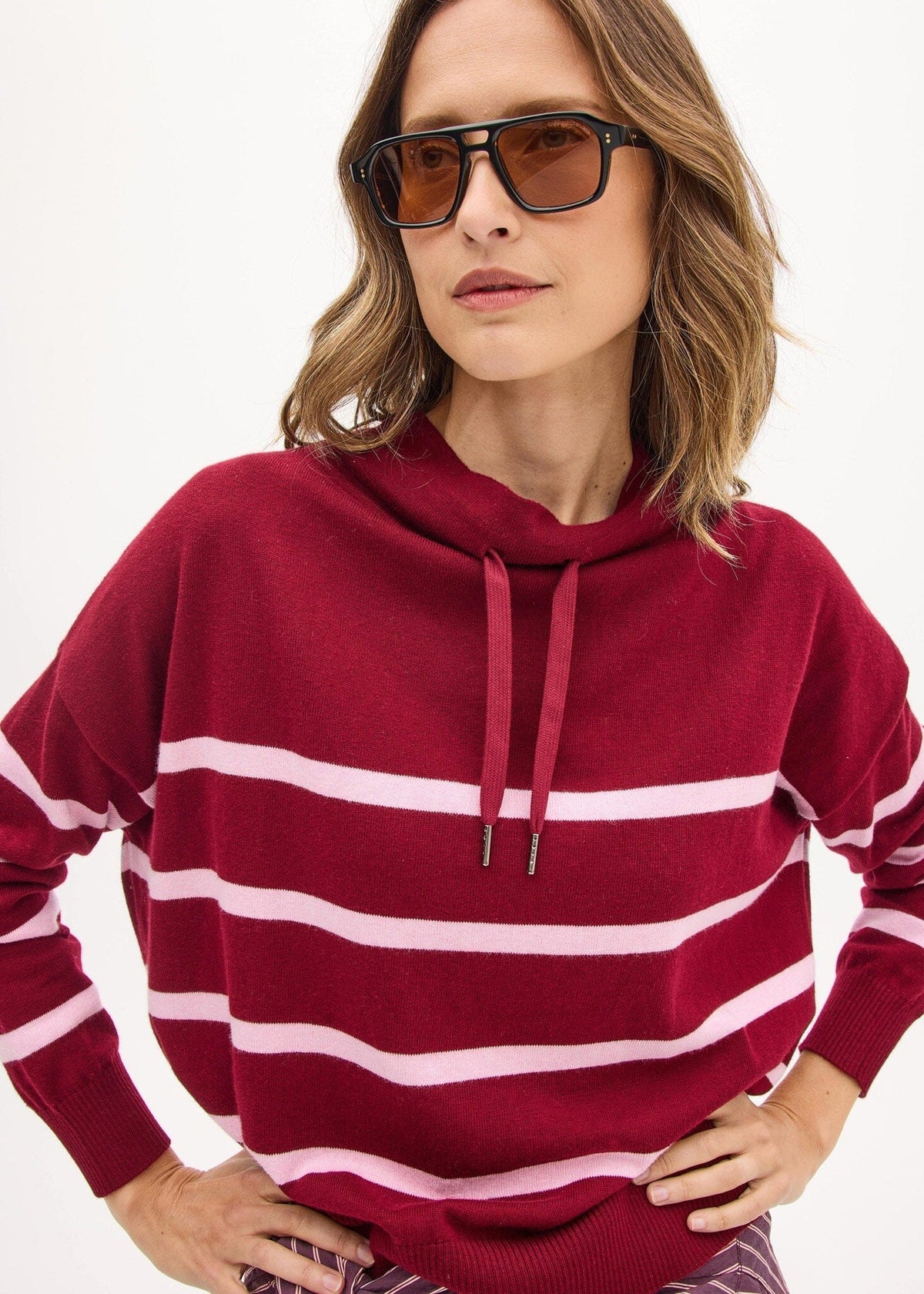 POL Rowan Drawcord Knit - Berry/Pink Jumpers + Knitwear - Zabecca Living