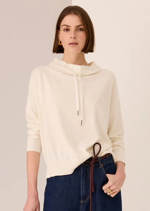 POL Rowan Drawcord Knit - Ivory Jumpers + Knitwear - Zabecca Living