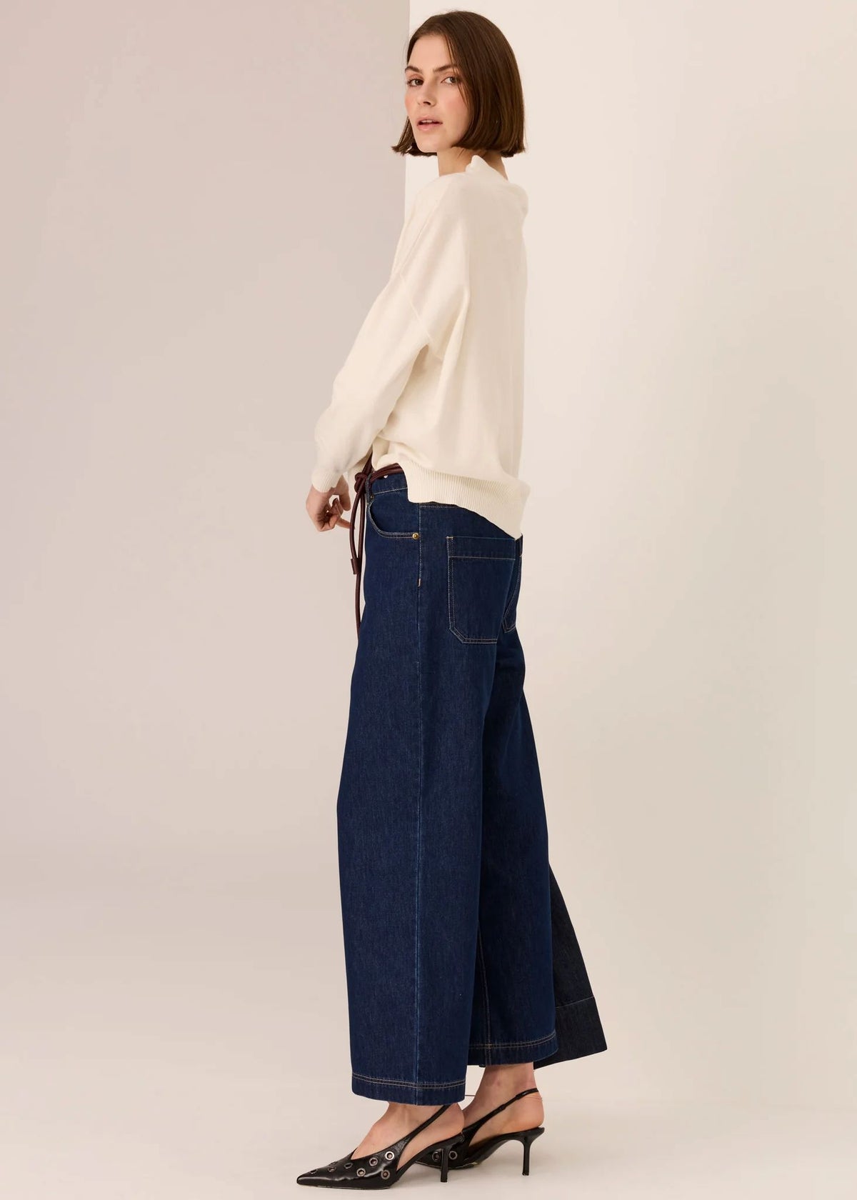 POL Rowan Drawcord Knit - Ivory Jumpers + Knitwear - Zabecca Living