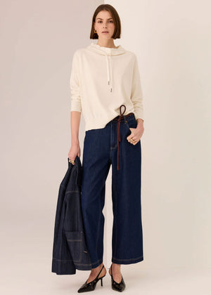 POL Rowan Drawcord Knit - Ivory Jumpers + Knitwear - Zabecca Living