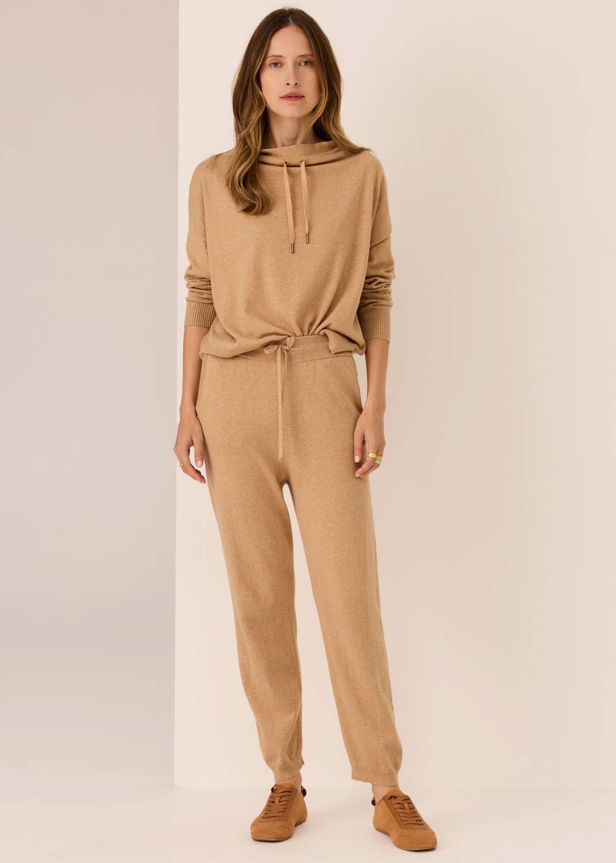 POL Rowan Drawcord Knit - Pebble Jumpers + Knitwear - Zabecca Living