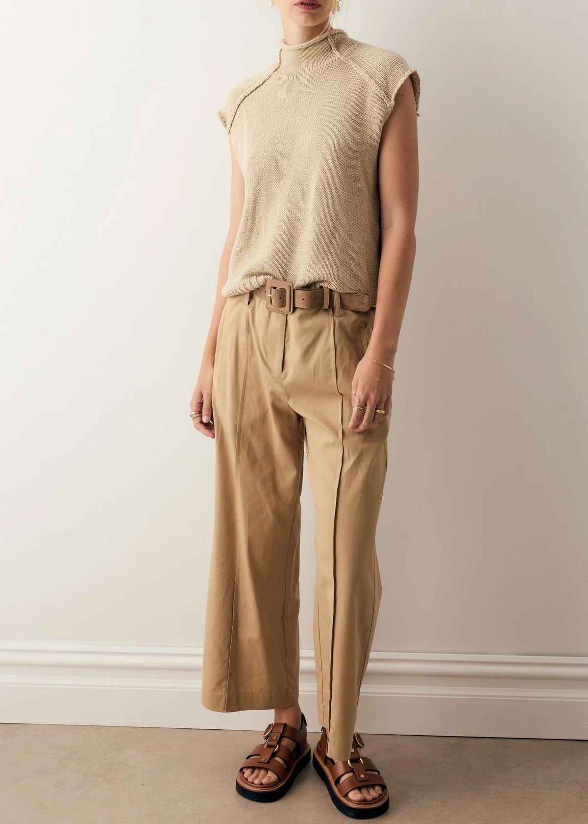 POL Sable Knit Tank - Pebble Jumpers + Knitwear - Zabecca Living