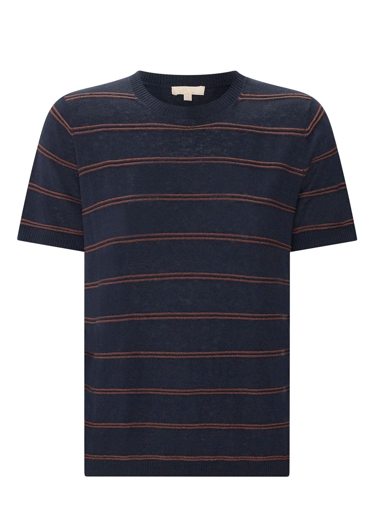 POL Sable Stripe Knit Tee - Ink/Choc Tee - Zabecca Living