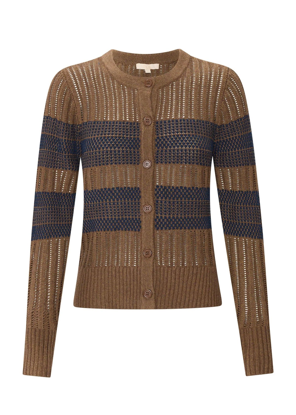 POL Sable Striped Cardigan - Choc/Ink Jumpers + Knitwear - Zabecca Living