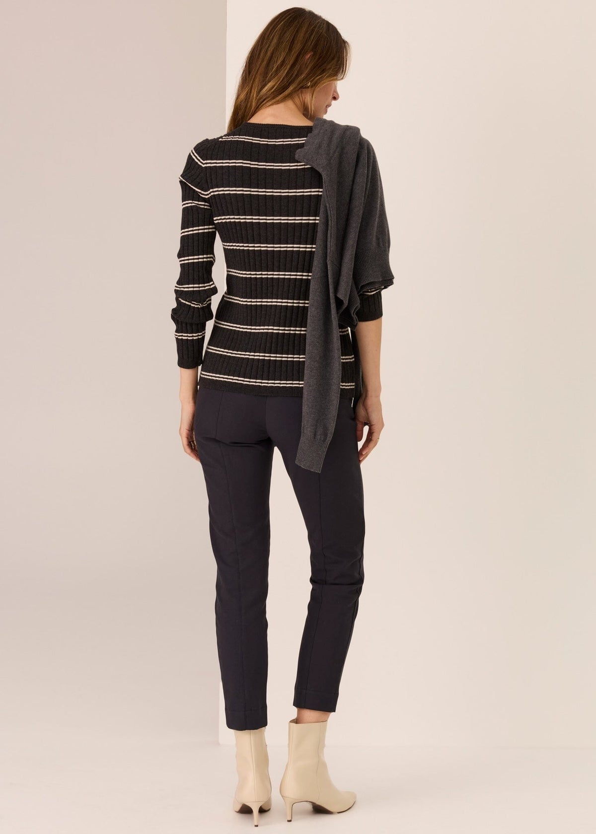 POL Tate Henley Knit - Charcoal/White Jumpers + Knitwear - Zabecca Living
