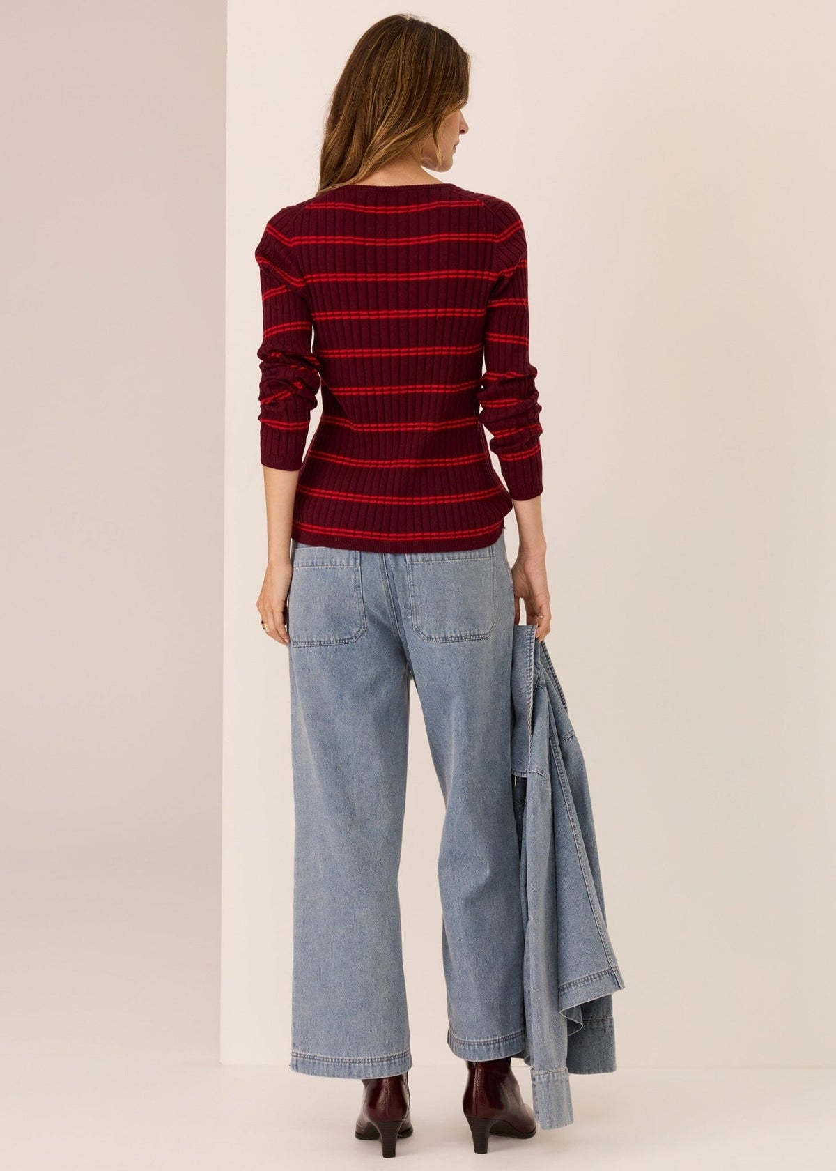 POL Tate Henley Knit - Merlot/Red Jumpers + Knitwear - Zabecca Living