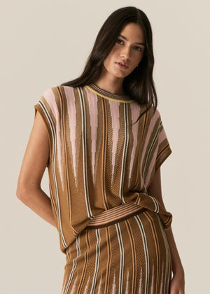 POL Tedd Knit Tee - Ginger/Pink Tee - Zabecca Living