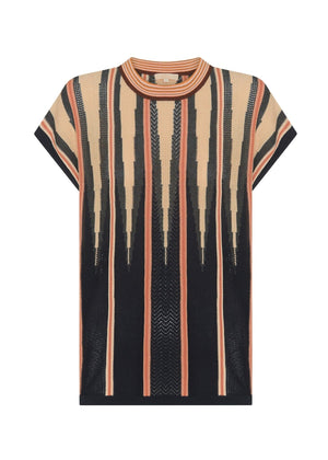 POL Tedd Knit Tee -Ink/Camel Tee - Zabecca Living