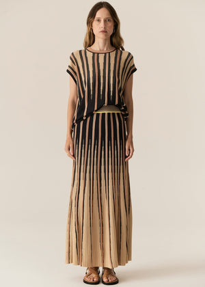 POL Tedd Knit Tee -Ink/Camel Tee - Zabecca Living