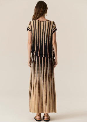 POL Tedd Knit Tee -Ink/Camel Tee - Zabecca Living