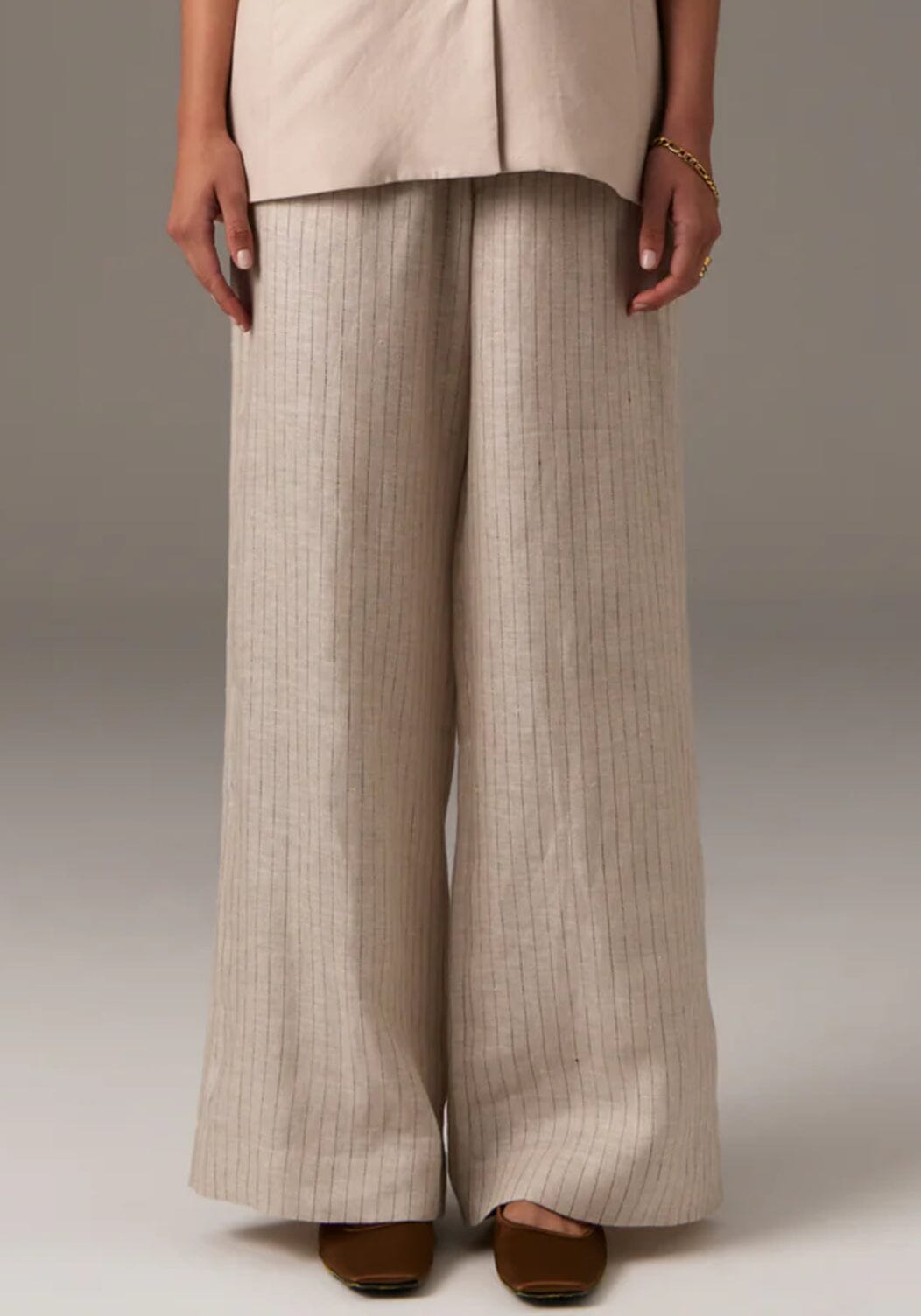POL Theo Pinstripe Pant - Pebble PANTS - Zabecca Living