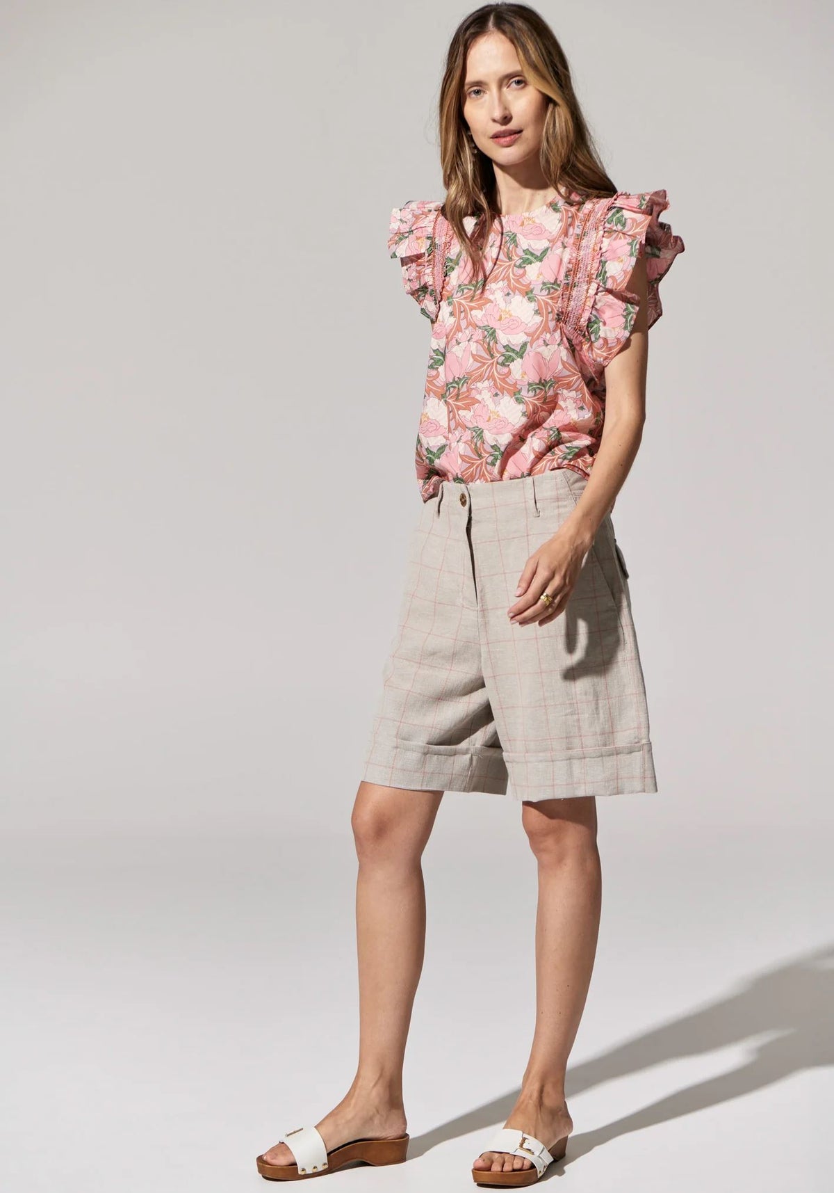 POL Tiller Shorts - Tiller Check SHORTS - Zabecca Living