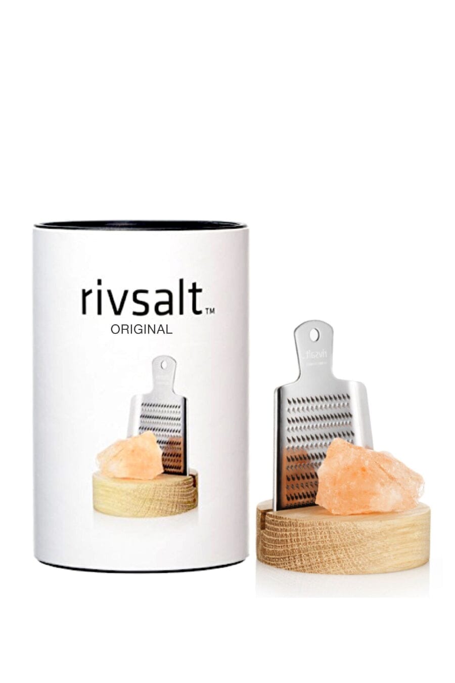 RIVSALT Original Himalayan Salt with Stainless Steel Grater & Oak Stand CONDIMENTS - Zabecca Living