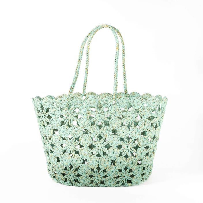 ROMY Crochet Basket - Lagoon Gold basket - Zabecca Living
