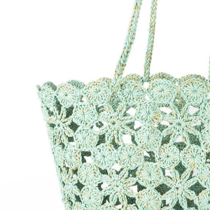 ROMY Crochet Basket - Lagoon Gold basket - Zabecca Living