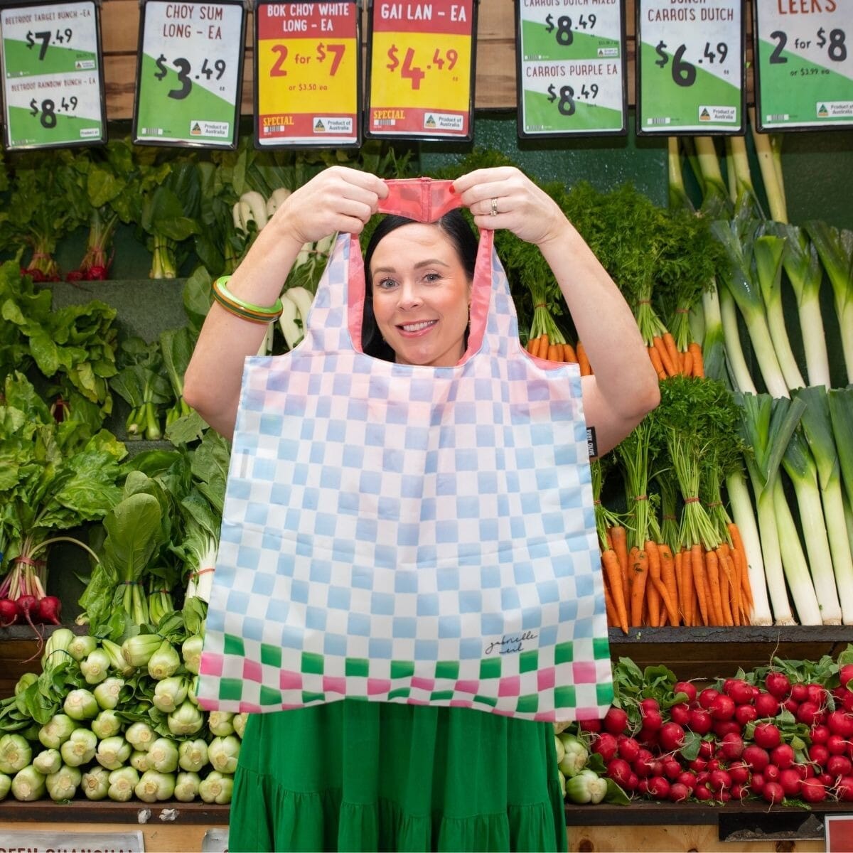 RUBY OLIVE Shopping Bag - Check Mate SHOPPING BAG - Zabecca Living