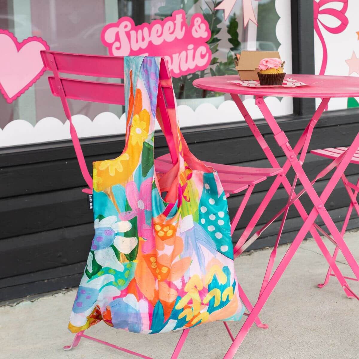 RUBY OLIVE Shopping Bag - Steph Chapman Flower SHOPPING BAG - Zabecca Living