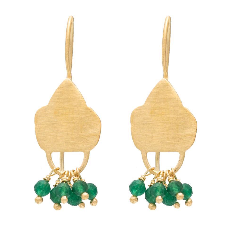 RUBYTEVA Aventurine Matte Shield Earrings - Gold Plate Earrings - Zabecca Living