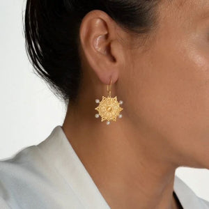 RUBYTEVA Fixed Pearl Beads Berber Earrings - Gold Plate Earrings - Zabecca Living