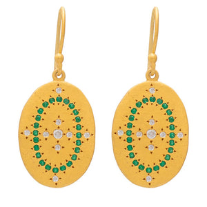 RUBYTEVA Green Zircon and Cubic Zirconia Cleopatra Earrings - Gold Plate Earrings - Zabecca Living