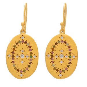 RUBYTEVA Tourmaline and Cubic Zirconia Cleopatra Earrings - Gold Plate Earrings - Zabecca Living