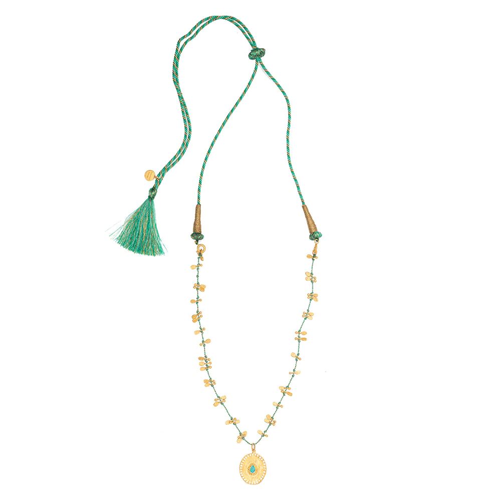 RUBYTEVA Turquoise And Zirconia Pendant Necklace - Gold Plate Necklace - Zabecca Living