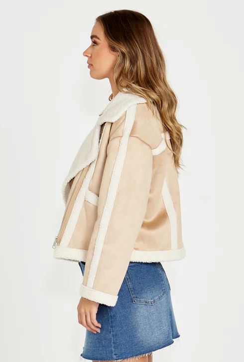 SASS Roux Suede Jacket - Tan/Cream Winter Jacket - Zabecca Living