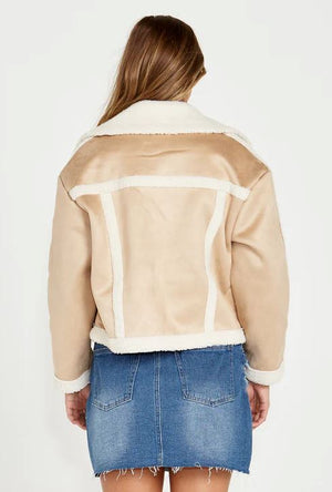 SASS Roux Suede Jacket - Tan/Cream Winter Jacket - Zabecca Living