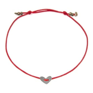 STEFANIA Sardinia Arcaica Silver Heart Bracelet - Red BRACELET - Zabecca Living