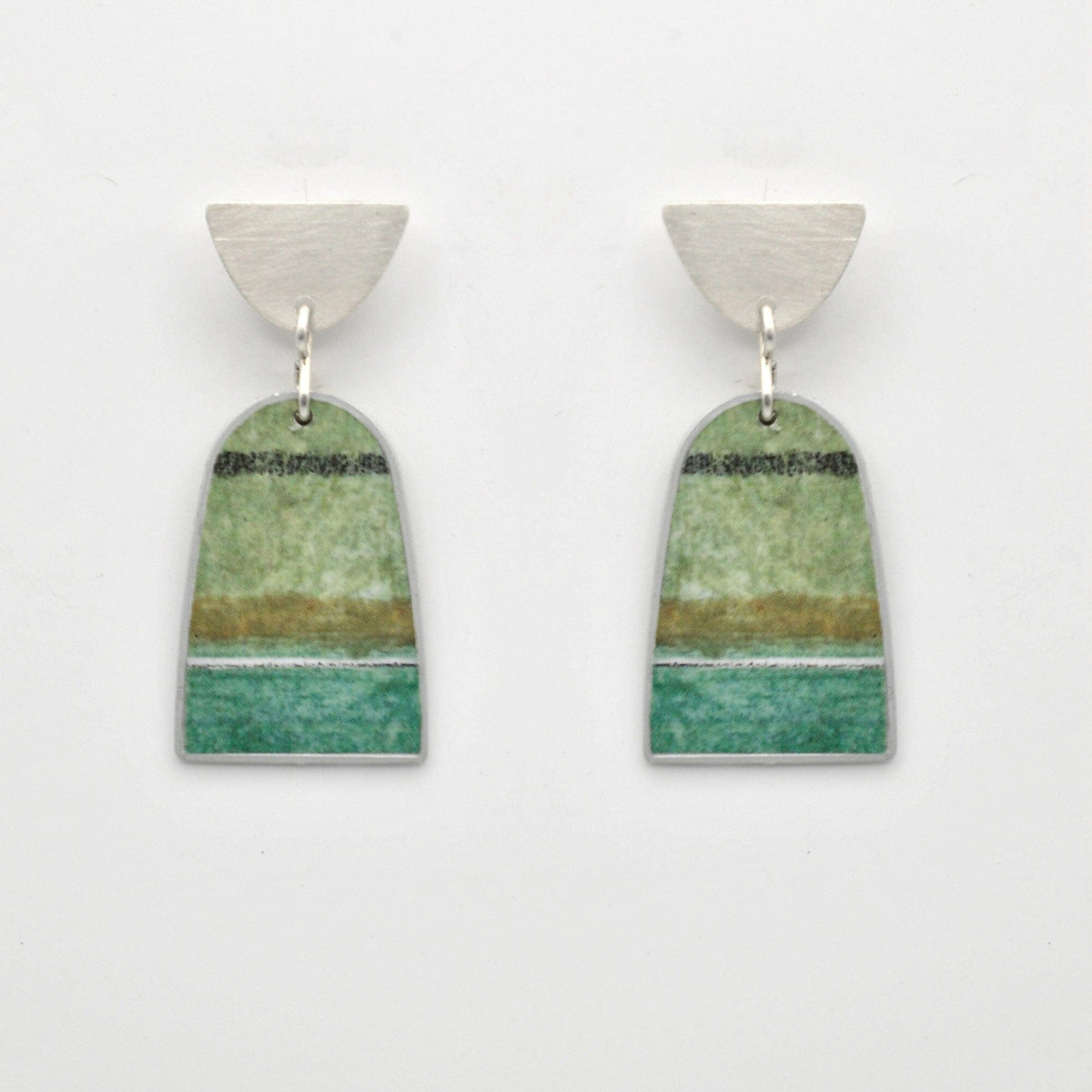 STEFANIA Sardinia Mediterranea Medium Earrings - Turquoise Horizontal Earrings - Zabecca Living