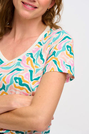 SUGARHILL BRIGHTON Khloe V-Neck T-shirt - Multi, Wild Animal Tee - Zabecca Living