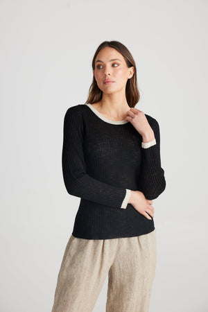 THE SHANTY CORPORATION Saturn Long Sleeve Top - Black Long Sleeve Tee - Zabecca Living