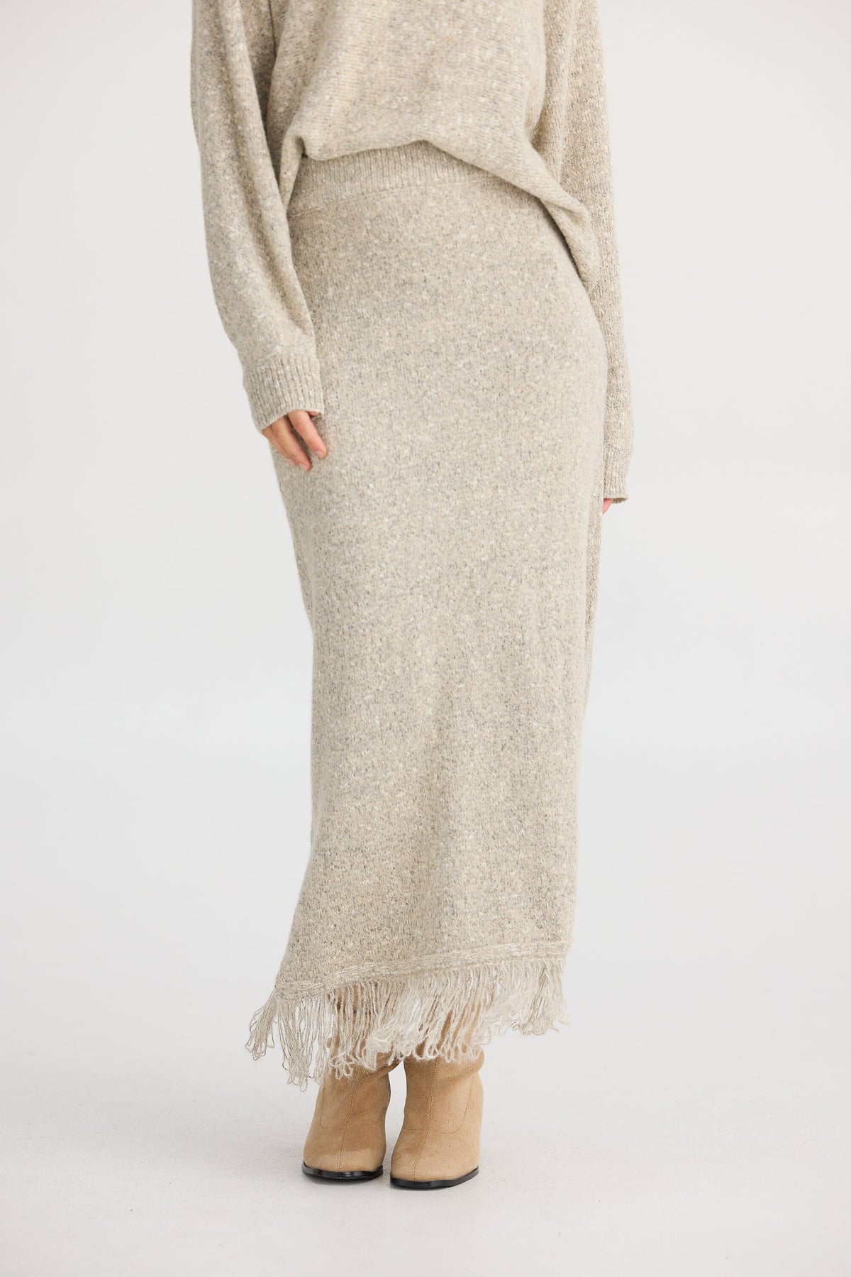 THE SHANTY CORPORATION Seville Knit Skirt - Oatmeal Skirt - Zabecca Living