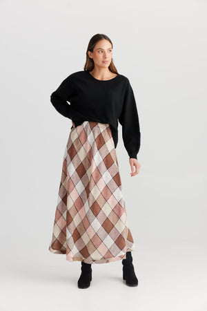 THE SHANTY CORPORATION Sicily Skirt - Catalan Check Skirt - Zabecca Living