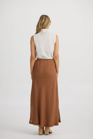 THE SHANTY CORPORATION Sicily Skirt - Cocoa Linen Skirt - Zabecca Living
