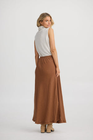 THE SHANTY CORPORATION Sicily Skirt - Cocoa Linen Skirt - Zabecca Living