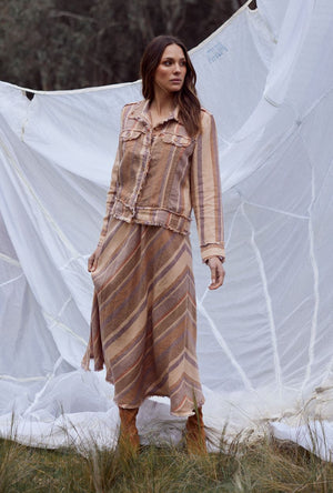 THE SHANTY CORPORATION Sicily Skirt - Santal Stripe Skirt - Zabecca Living