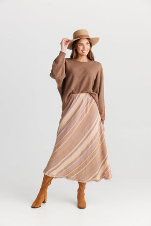 THE SHANTY CORPORATION Sicily Skirt - Santal Stripe Skirt - Zabecca Living