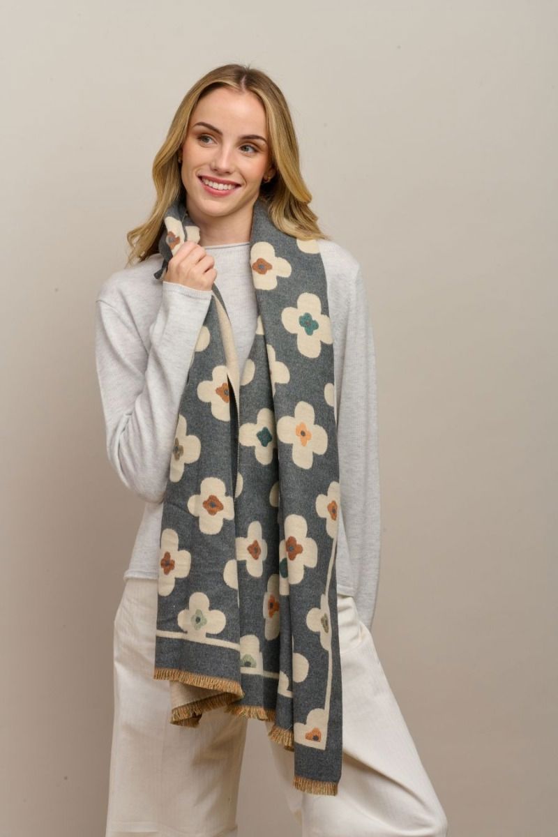 TIGER TREE Autumn Flower Scarf - Grey scarf - Zabecca Living