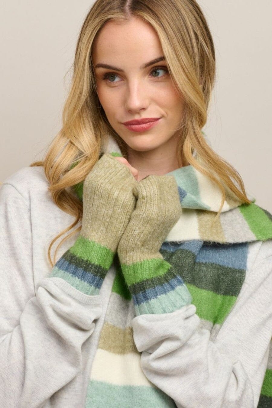 TIGER TREE Fingerless Mittens - Blue Band GLOVES - Zabecca Living