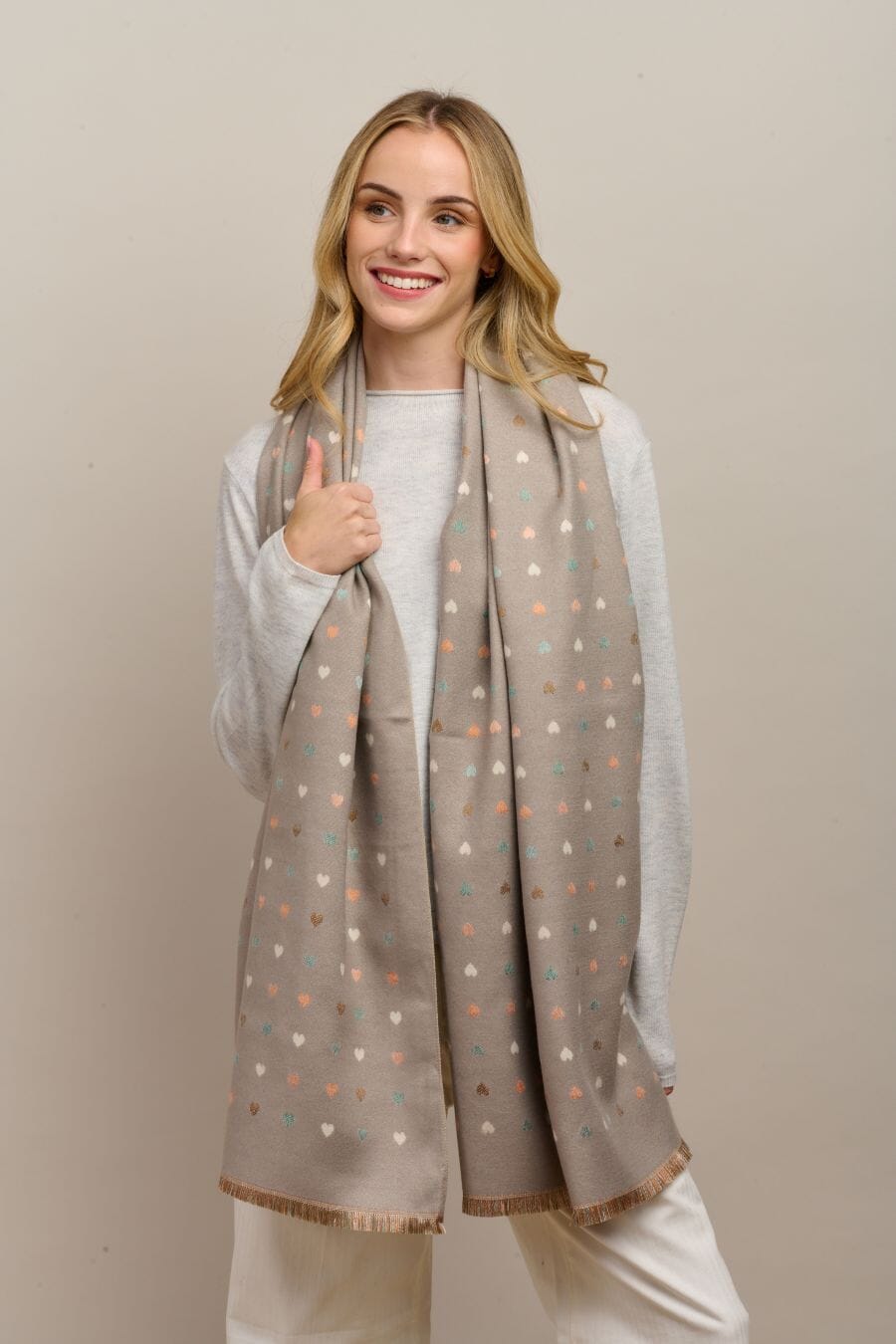 TIGER TREE Mini Heart Scarf - Latte scarf - Zabecca Living