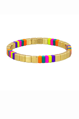 TIGER TREE Tile Bracelet - Brights & Gold Square BRACELET - Zabecca Living
