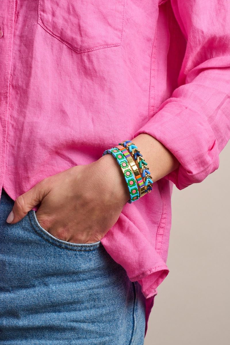 TIGER TREE Tile Bracelet - Brights & Gold Square BRACELET - Zabecca Living